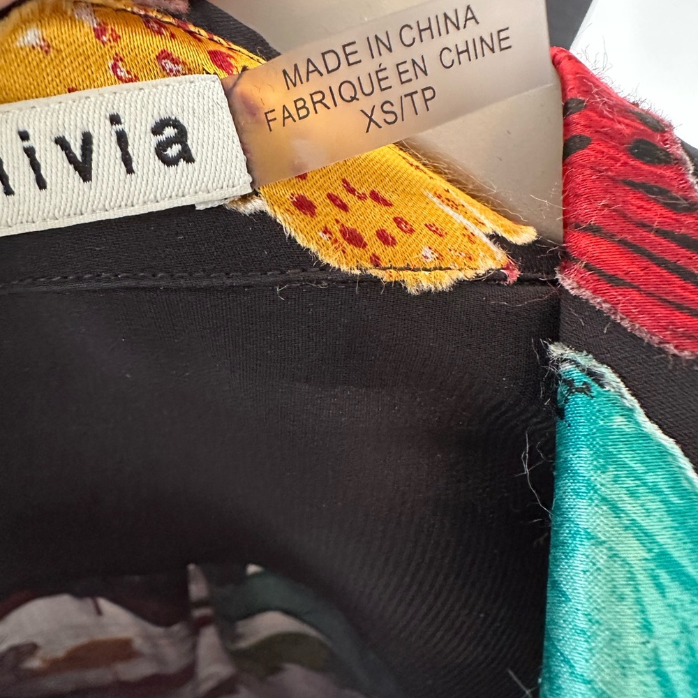 Alice + Olivia Multicolor Butterfly Sheila Burnout Blouse xs - Picture 10 of 10